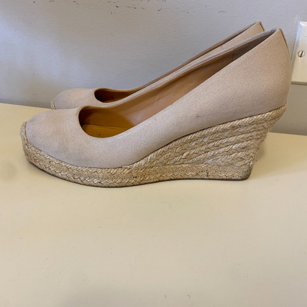 FINAL CHANCE Size 7.5 J. Crew Nude Seville Espadrille Wedges in Canvas